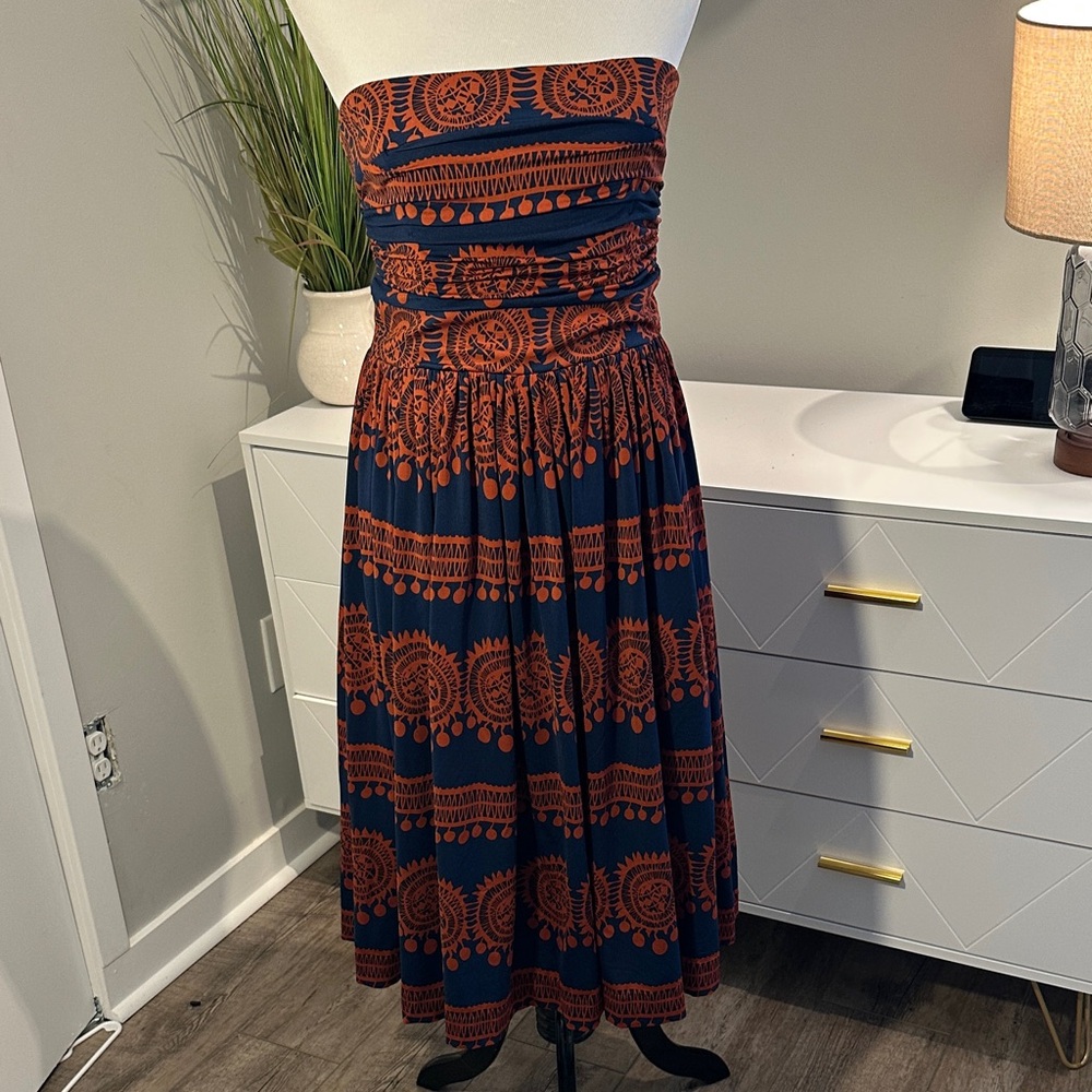 Girls from Savoy Oxidized Medallion Navy and Orange Dress